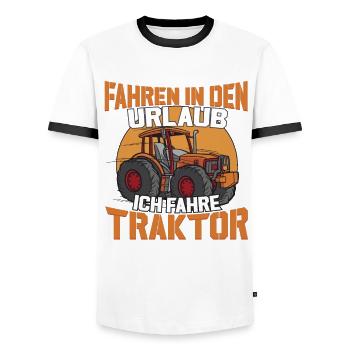 Landwirtschaft Bäuerin Gehe Traktor fahren - Männer Kontrast-T-Shirt - Weiß/Schwarz - Vorne - AI Model Female 172 light (172cm) & AI Model Male 178 dark (178cm)