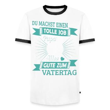 Vatertag Papa Du machst einen tollen Job - Männer Kontrast-T-Shirt - Weiß/Schwarz - Vorne - AI Model Female 172 light (172cm) & AI Model Male 178 dark (178cm)