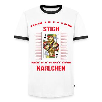 Doppelkopf Karlchen Kartenspieler - Männer Kontrast-T-Shirt - Weiß/Schwarz - Vorne - AI Model Female 172 light (172cm) & AI Model Male 178 dark (178cm)