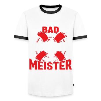 Bademeister Rettungsschwimmer - Männer Kontrast-T-Shirt - Weiß/Schwarz - Vorne - AI Model Female 172 light (172cm) & AI Model Male 178 dark (178cm)
