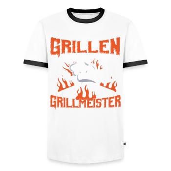 Grill Grillen Jeder kann Grillen - Männer Kontrast-T-Shirt - Weiß/Schwarz - Vorne - AI Model Female 172 light (172cm) & AI Model Male 178 dark (178cm)