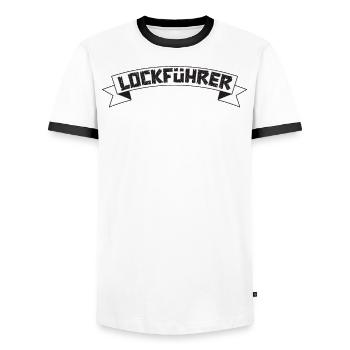 Lockführer Eisenbahner Rente Rentner - Männer Kontrast-T-Shirt - Weiß/Schwarz - Vorne - AI Model Female 172 light (172cm) & AI Model Male 178 dark (178cm)