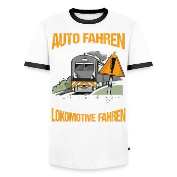 Lockführer Eisenbahner Auto fahren kann jeder - Männer Kontrast-T-Shirt - Weiß/Schwarz - Vorne - AI Model Female 172 light (172cm) & AI Model Male 178 dark (178cm)