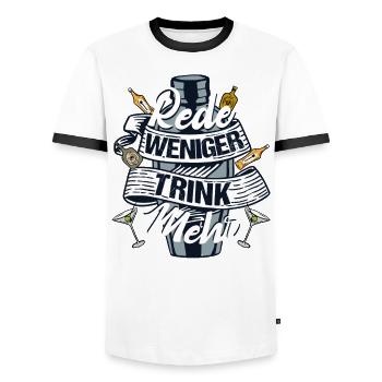 Barkeeper Red weniger Trink mehr - Männer Kontrast-T-Shirt - Weiß/Schwarz - Vorne - AI Model Female 172 light (172cm) & AI Model Male 178 dark (178cm)