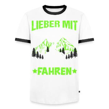 E-Bike Radfahren Lieber mit Akku fahren - Männer Kontrast-T-Shirt - Weiß/Schwarz - Vorne - AI Model Female 172 light (172cm) & AI Model Male 178 dark (178cm)