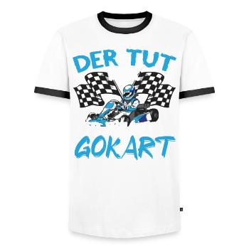 Gokart Kartfahren Karting Der tut nix - Männer Kontrast-T-Shirt - Weiß/Schwarz - Vorne - AI Model Female 172 light (172cm) & AI Model Male 178 dark (178cm)