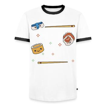 Sushi Wenn dir das Leben Reis gibt - Männer Kontrast-T-Shirt - Weiß/Schwarz - Vorne - AI Model Female 172 light (172cm) & AI Model Male 178 dark (178cm)