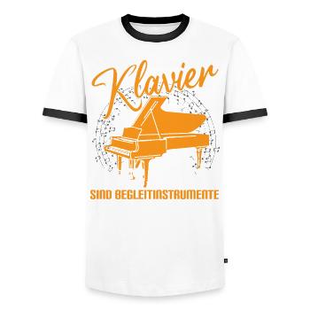 Piano Klavier Der Rest sind Begleitinstrumente - Männer Kontrast-T-Shirt - Weiß/Schwarz - Vorne - AI Model Female 172 light (172cm) & AI Model Male 178 dark (178cm)