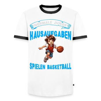 Basketball Basketballer Normale Jungs machen Hausa - Männer Kontrast-T-Shirt - Weiß/Schwarz - Vorne - AI Model Female 172 light (172cm) & AI Model Male 178 dark (178cm)