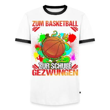 Basketball Basketballspieler Zur Schule gezwungen - Männer Kontrast-T-Shirt - Weiß/Schwarz - Vorne - AI Model Female 172 light (172cm) & AI Model Male 178 dark (178cm)