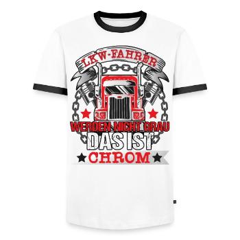 LKW-Fahrer Trucker werden nicht alt Das ist Chrom - Männer Kontrast-T-Shirt - Weiß/Schwarz - Vorne - AI Model Female 172 light (172cm) & AI Model Male 178 dark (178cm)