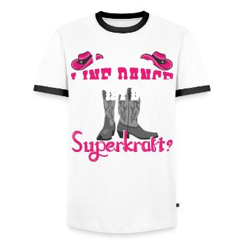 Line Dance Tanzgruppe Was ist deine Superkraft? - Männer Kontrast-T-Shirt - Weiß/Schwarz - Vorne - AI Model Female 172 light (172cm) & AI Model Male 178 dark (178cm)
