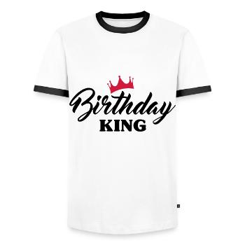 Geburtstag Herren Birthday King - Männer Kontrast-T-Shirt - Weiß/Schwarz - Vorne - AI Model Female 172 light (172cm) & AI Model Male 178 dark (178cm)