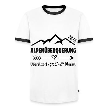 Alpenüberquerung 2025 Oberstdorf Meran E5 Geschenk - Männer Kontrast-T-Shirt - Weiß/Schwarz - Vorne - AI Model Female 172 light (172cm) & AI Model Male 178 dark (178cm)