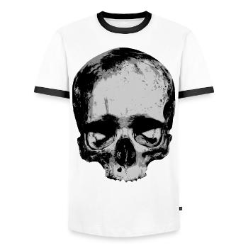 Totenkopf / Skull / Schädel - Männer Kontrast-T-Shirt - Weiß/Schwarz - Vorne - AI Model Female 172 light (172cm) & AI Model Male 178 dark (178cm)
