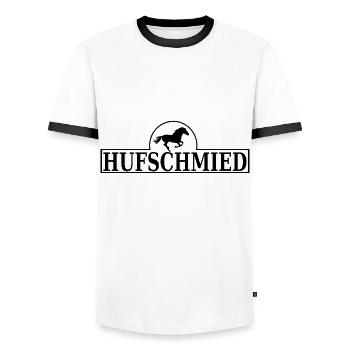 Hufschmied - Männer Kontrast-T-Shirt - Weiß/Schwarz - Vorne - AI Model Female 172 light (172cm) & AI Model Male 178 dark (178cm)