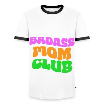 Club des mamans badass - T-shirt contrasté Homme - blanc/noir - Devant - AI Model Female 172 light (172cm) & AI Model Male 178 dark (178cm)