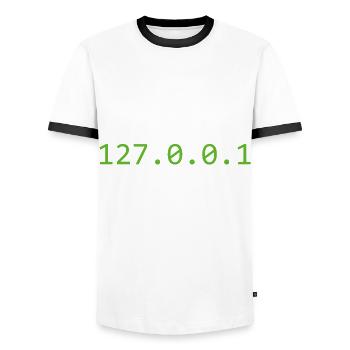 Theres no place like Programmierer Informatiker - Männer Kontrast-T-Shirt - Weiß/Schwarz - Vorne - AI Model Female 172 light (172cm) & AI Model Male 178 dark (178cm)