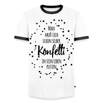 selber konfetti in sein leben pusten Spaß Freude - Männer Kontrast-T-Shirt - Weiß/Schwarz - Vorne - AI Model Female 172 light (172cm) & AI Model Male 178 dark (178cm)
