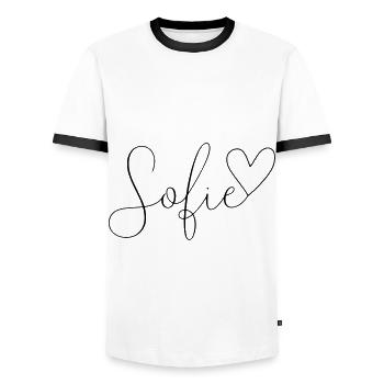 Sofie Surname First Name Girl - Men's Ringer Shirt - white/black - Front - AI Model Female 172 light (172cm) & AI Model Male 178 dark (178cm)