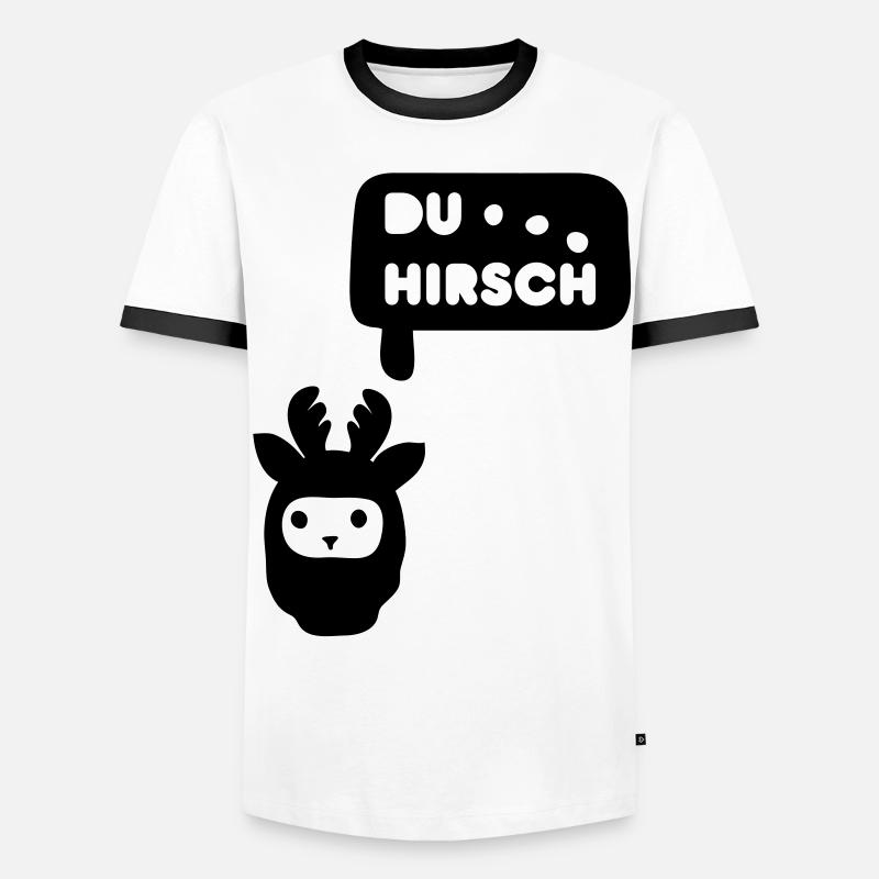 du hirsch - Männer Kontrast-T-Shirt - Weiß/Schwarz