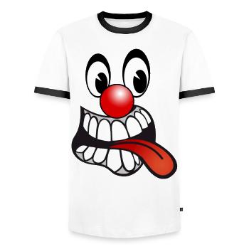 smiley design 1 - Men's Ringer Shirt - white/black - Front - AI Model Female 172 light (172cm) & AI Model Male 178 dark (178cm)