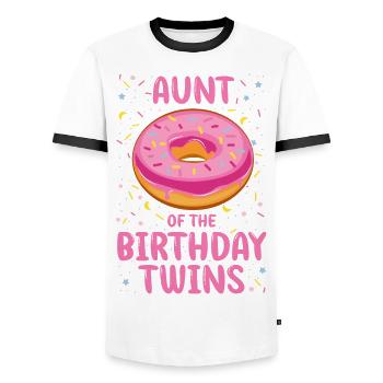 Aunt of the birthday twins - Men's Ringer Shirt - white/black - Front - AI Model Female 172 light (172cm) & AI Model Male 178 dark (178cm)