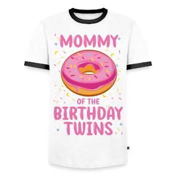Mom of the Birthday Twins - Men's Ringer Shirt - white/black - Front - AI Model Female 172 light (172cm) & AI Model Male 178 dark (178cm)