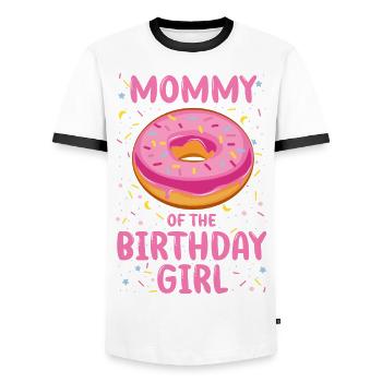 Mom of the birthday girl girl - Men's Ringer Shirt - white/black - Front - AI Model Female 172 light (172cm) & AI Model Male 178 dark (178cm)