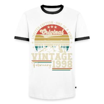 Februar Jahrgang 1998 25. Geburtstag Geschenk Mann - Männer Kontrast-T-Shirt - Weiß/Schwarz - Vorne - AI Model Female 172 light (172cm) & AI Model Male 178 dark (178cm)