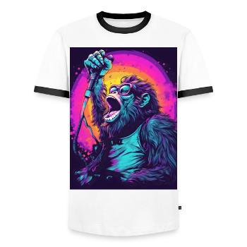 Singender Gorilla - Männer Kontrast-T-Shirt - Weiß/Schwarz - Vorne - AI Model Female 172 light (172cm) & AI Model Male 178 dark (178cm)
