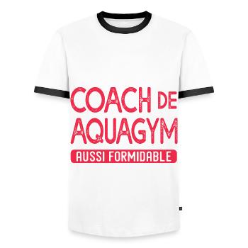 coach Aquagym formidable cadeau humour piscine - T-shirt contrasté Homme - blanc/noir - Devant - AI Model Female 172 light (172cm) & AI Model Male 178 dark (178cm)