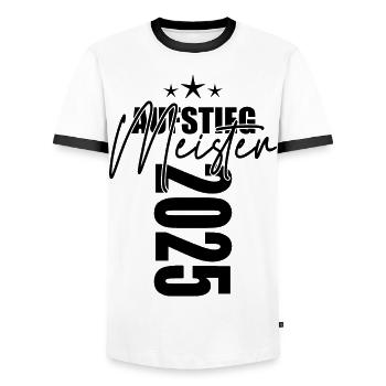 Meister 2025 - Männer Kontrast-T-Shirt - Weiß/Schwarz - Vorne - AI Model Female 172 light (172cm) & AI Model Male 178 dark (178cm)
