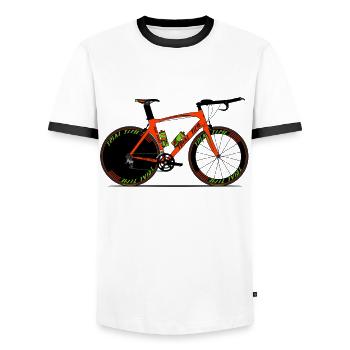 Trial Trial Bike - Men's Ringer Shirt - white/black - Front - AI Model Female 172 light (172cm) & AI Model Male 178 dark (178cm)