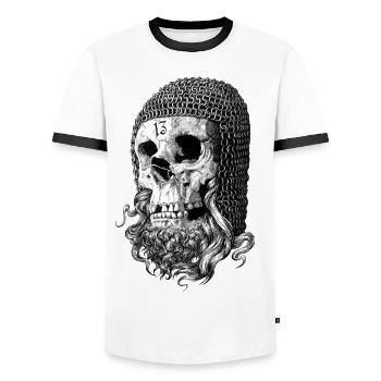 templar skull - Men's Ringer Shirt - white/black - Front - AI Model Female 172 light (172cm) & AI Model Male 178 dark (178cm)