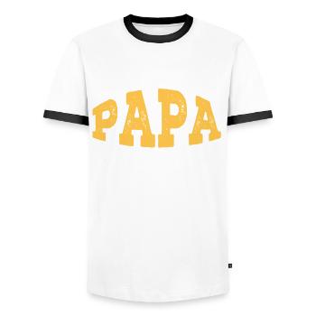 Ich bin der Papa - Männer Kontrast-T-Shirt - Weiß/Schwarz - Vorne - AI Model Female 172 light (172cm) & AI Model Male 178 dark (178cm)