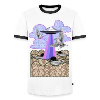 Flamingo - Men's Ringer Shirt - white/black - Front - AI Model Female 172 light (172cm) & AI Model Male 178 dark (178cm)