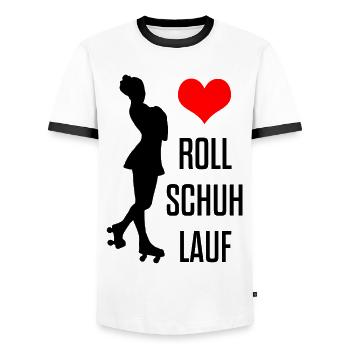 Rollkunstlauf Rollschuhe Pirouette Love Geschenk - Männer Kontrast-T-Shirt - Weiß/Schwarz - Vorne - AI Model Female 172 light (172cm) & AI Model Male 178 dark (178cm)