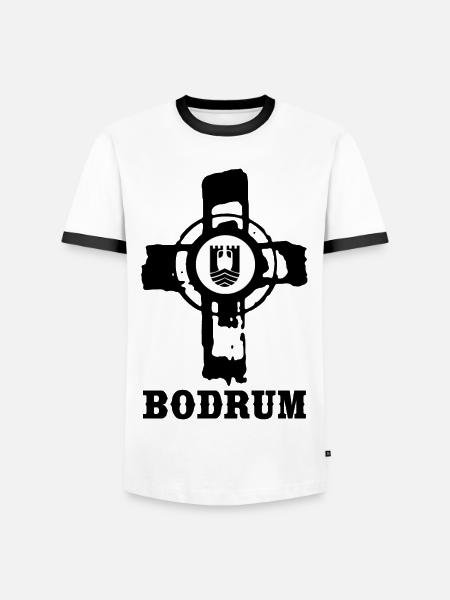 Bodrum - Männer Kontrast-T-Shirt - Weiß/Schwarz