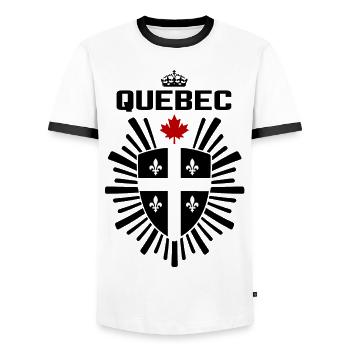 Quebec - Männer Kontrast-T-Shirt - Weiß/Schwarz - Vorne - AI Model Female 172 light (172cm) & AI Model Male 178 dark (178cm)