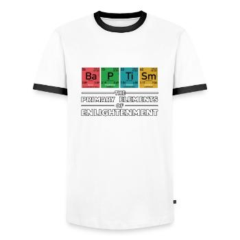 Nerd geek funny christian elements baptism - Men's Ringer Shirt - white/black - Front - AI Model Female 172 light (172cm) & AI Model Male 178 dark (178cm)