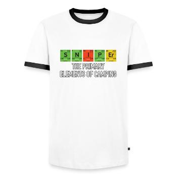 Nerd geek gamer sniper camping funny elements - Men's Ringer Shirt - white/black - Front - AI Model Female 172 light (172cm) & AI Model Male 178 dark (178cm)