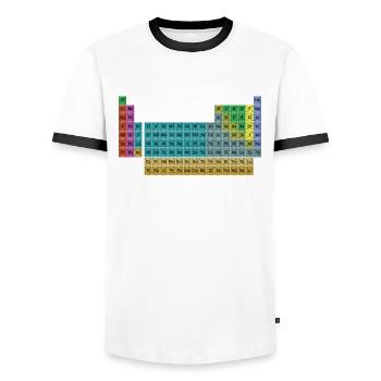Tableau périodique des éléments Nerd Geek - T-shirt contrasté Homme - blanc/noir - Devant - AI Model Female 172 light (172cm) & AI Model Male 178 dark (178cm)