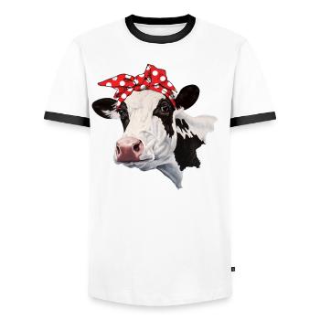 Cow Bandana - Men's Ringer Shirt - white/black - Front - AI Model Female 172 light (172cm) & AI Model Male 178 dark (178cm)