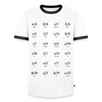 Greek alphabet - Men's Ringer Shirt - white/black - Front - AI Model Female 172 light (172cm) & AI Model Male 178 dark (178cm)