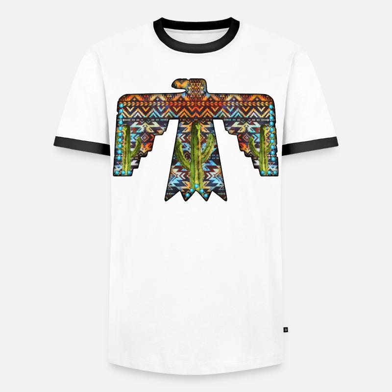 Aztekischer freier Vogel - Männer Kontrast-T-Shirt - Weiß/Schwarz