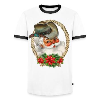 Cowboy Santa - Men's Ringer Shirt - white/black - Front - AI Model Female 172 light (172cm) & AI Model Male 178 dark (178cm)