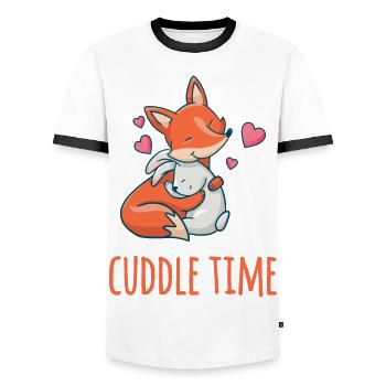 Fox and are in love Valentine's Day - Men's Ringer Shirt - white/black - Front - AI Model Female 172 light (172cm) & AI Model Male 178 dark (178cm)