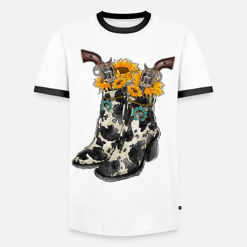 Cowboy Boots - Men's Ringer Shirt - white/black
