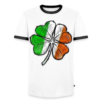 Ireland Shamrock - Men's Ringer Shirt - white/black - Front - AI Model Female 172 light (172cm) & AI Model Male 178 dark (178cm)